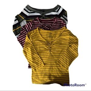 Ribbed Striped Shirts Bundle